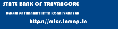 STATE BANK OF TRAVANCORE  KERALA PATHANAMTHITTA KONNI VAKAYAR  micr code